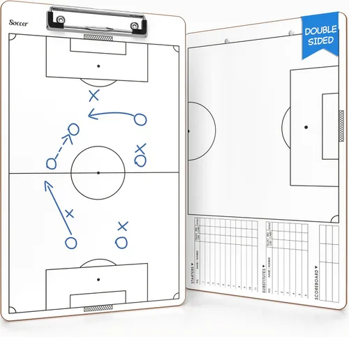 Miniatura 10 de Scribbledo Tabla de entrenamiento de fútbol de borrado en seco de 15 x 9 pulgadas, pizarra blanca de fútbol para entrenadores, accesorios