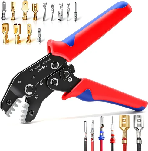 Miniatura 9 de Twidec/Herramienta de crimpado de alambre con pelacables y cortador, alicates de crimpado multifuncionales, alicates de terminal para conectores
