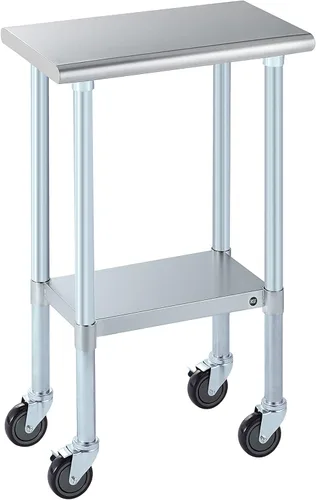 Miniatura 53 de Mesa de acero inoxidable para preparación y trabajo con protector contra salpicaduras, 24x72 pulgadas