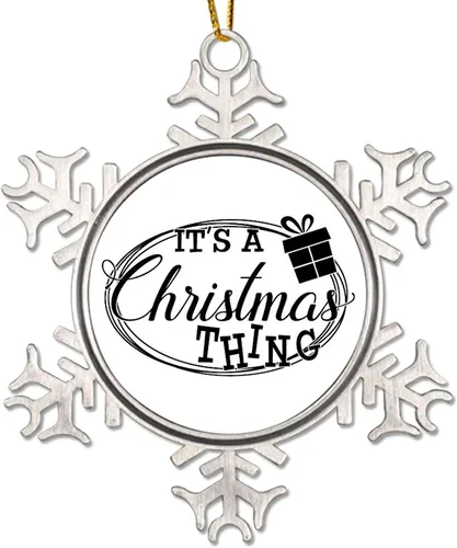 Miniatura 13 de Adorno de Navidad de metal con manos frías pero cálidas, adorno de copo de nieve de metal, citas divertidas de Navidad, adornos colgantes para árbol