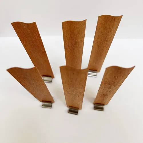 Miniatura 4 de GDJIEDE - 20 mecha de madera ondulada de 0.79 pulgadas de ancho por 4.72 pulgadas de alto+base de metal para hacer velas de madera sin humo