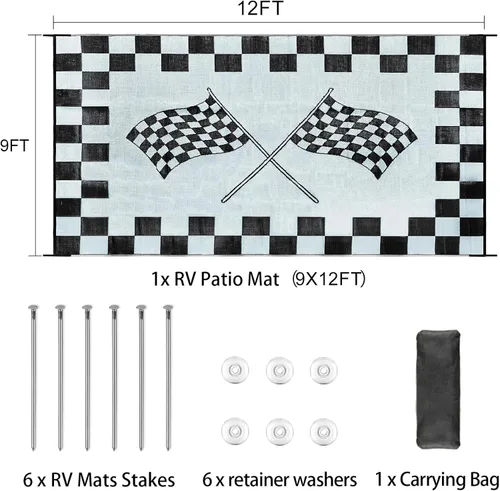 Miniatura 2 de EEZ RV Products - Esteras reversibles resistentes para exteriores de 9'x12' para RVing/Boondocking