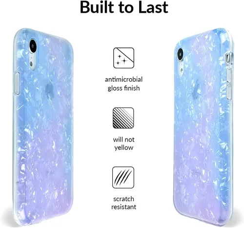 Miniatura 5 de Velvet Caviar Funda brillante iridiscente para iPhone XR, funda protectora estética para mujer (cuarzo ópalo azul)