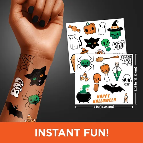 Miniatura 2 de Paquete variado de tatuajes temporales de Halloween espeluznantes, más de 100 diseños aterradores para niños y adultos, incluye fantasmas