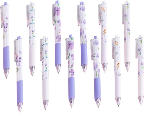 Miniatura 16 de 8 bolígrafos retráctiles estéticos de gel, bolígrafos de escritura de tinta con punta fina suave de 0.020 in, bolígrafos de impresión novedosos