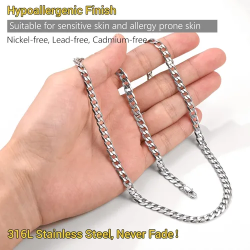 Miniatura 6 de PROSTEEL 316L Stainless Steel Cuban Chain Necklaces for Men Women, Black18K Gold Plated, Hypoallergenic Jewelry, 4mm-13mm, 14"-30", Come with Box