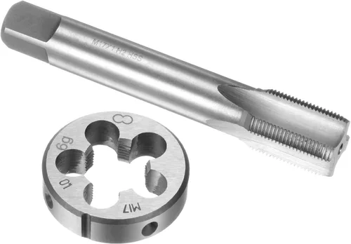Miniatura 13 de uxcell M13 x 0.039 in Juego de llaves métricas y troqueles, rosca de máquina con troquel de roscado redondo, kit de grifo y troquelado