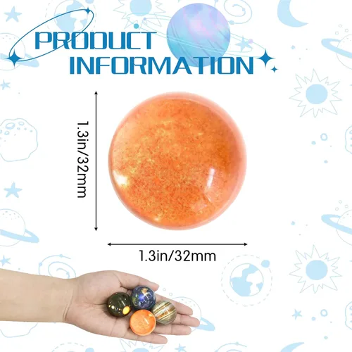 Miniatura 2 de Panxxsen 24 bolas rebotantes, bolas de rebote de planetas, bolas de goma de sistema solar de rebote alto para niños, recuerdos de fiesta y rellenos