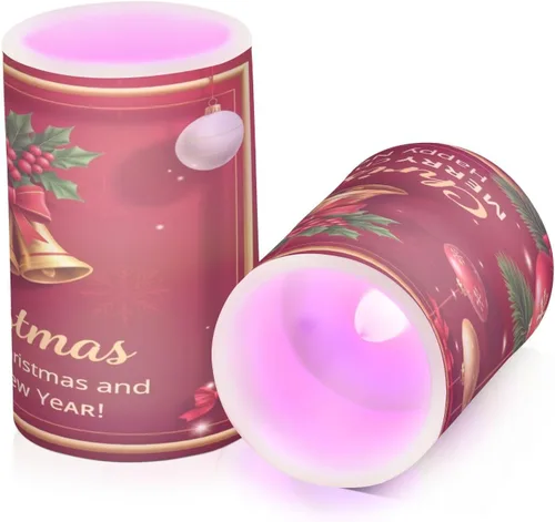 Miniatura 2 de Kcldeci Velas sin llama, copos de nieve de Navidad, bolas de Navidad, funcionan con pilas, velas LED sin llama, juego de 2