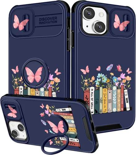 Miniatura 50 de Funermei Funda 2 en 1 para iPhone 13/iPhone 14 para mujeres, linda funda de teléfono con calavera para niñas, diseño de esqueleto gótico, divertido