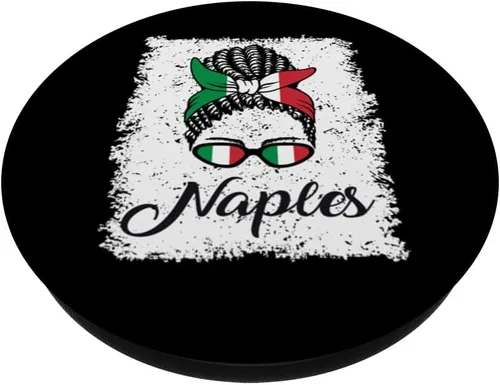 Miniatura 2 de Love Naples Black Afro Messy Bun Lady Italy Flag PopSockets Swappable PopGrip
