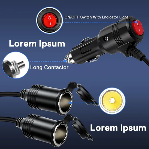 Miniatura 2 de Divisor de Encendedor de Cigarrillos, Divisor de 12 V, Adaptadores Duales de Encendedor de Cigarrillos para Coches, Enchufe de Encendedor