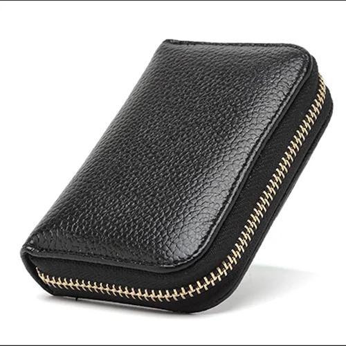 Miniatura 3 de Earnda Tarjeteros de crédito RFID de piel pequeña cartera para mujeres con cremallera monedero compacto, Negro_037, Cartera Rfid