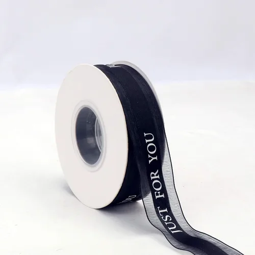 Miniatura 2 de Cinta de gasa negra de 1 pulgada, cinta Just for You para fiestas de vacaciones, decoraciones de boda, envoltura de regalo de 22 yardas para globos