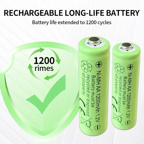 Miniatura 7 de Paquete de 8 baterías recargables AA, baterías recargables Ni-MH de 1.2 V 1200 mAh para luces solares, recarga hasta 1000 veces