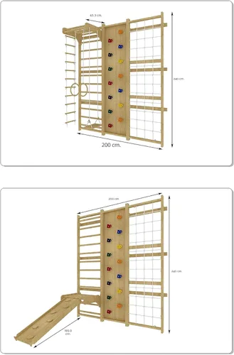 Miniatura 7 de Avenlur Juego de gimnasio de pared de escalera sueca 9 en 1 de nogal