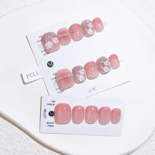 Miniatura 34 de LIGHT RAIN - Uñas a presión de longitud media, con diseño de galaxia Andromeda, uñas postizas de gel, reutilizables, de lujo, de siete capas