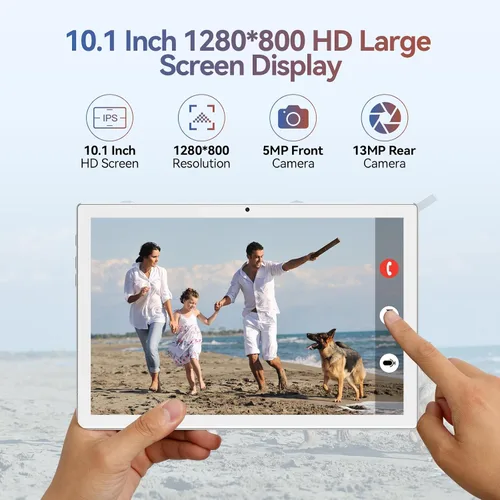 Miniatura 3 de Tableta Android 14 2025 Tablets más recientes, tableta de 10 pulgadas (4+4) GB RAM 64 GB ROM 1 TB de expansión, tabletas 2 en 1 con teclado, Plateado