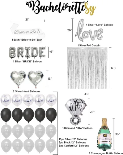 Miniatura 2 de Bachelorettesy Kit de decoración de despedida de soltera de 28 piezas para novia, decoración de despedida de soltera, fiesta de compromiso, globos