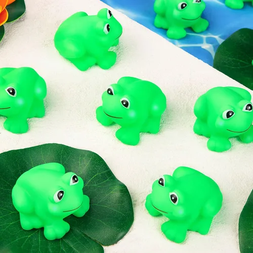 Miniatura 2 de 36 ranas de goma para niños, lindas ranas flotantes chirriantes de baño, mini ranas de plástico para decoración de pasteles, aula, premios