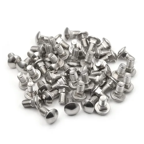 MroMax 50 pernos de carro M6x12mm cabeza media redonda cuello cuadrado pernos sujetadores de acero inoxidable 304 cuello carro perno tono plateado