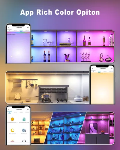 Miniatura 3 de MYPLUS Luces inteligentes para debajo del gabinete, luces de disco de ambiente compatibles con Alexa y Google Home, regulables y de color RGB