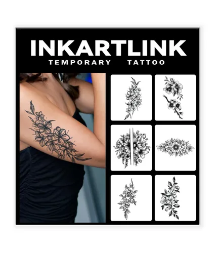 Miniatura 7 de INKARTLINK 6 hojas de tatuajes temporales, tatuajes semipermanentes, tatuajes falsos, 1-2 semanas de tatuaje, para mujeres maduras y elegantes