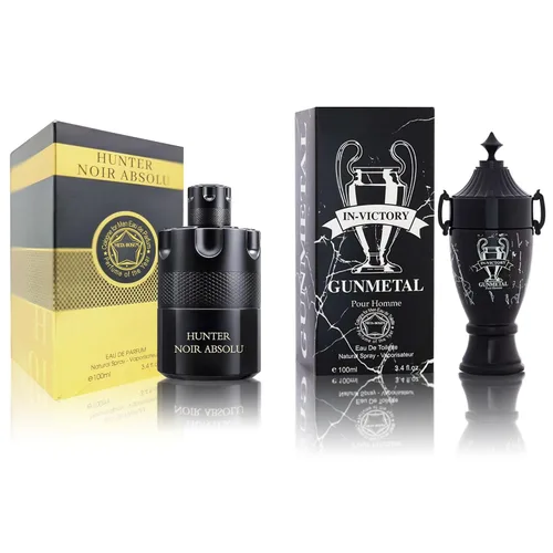 Miniatura 35 de Set de regalo de perfume para hombre, EDP, paquete de 2 (3.4 oz / 3.4 fl oz cada uno), Amazing Code Gold, AQUA DE EP BLUE, ámbar picante y azul