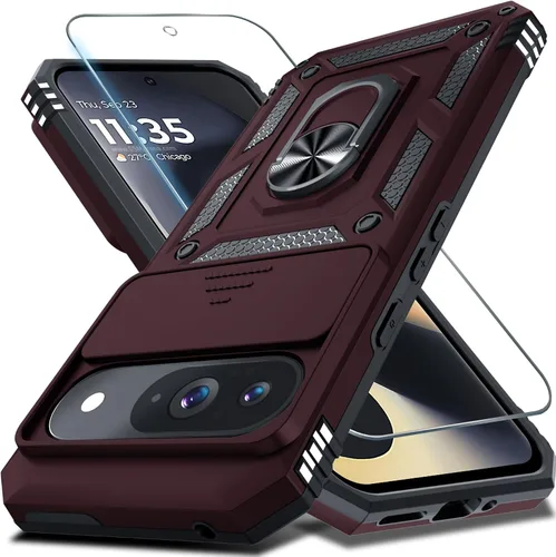 Miniatura 34 de Janmitta - Funda compatible con Google Pixel 9 Pro XL con cubierta deslizante para lente de cámara incorporada + protector de pantalla + soporte
