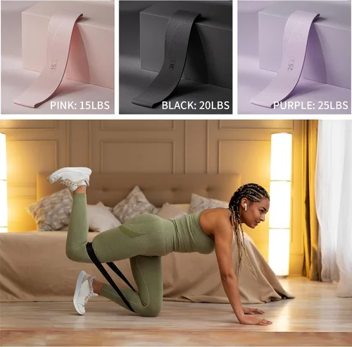 Miniatura 5 de Banda de resistencia de tela con asas antideslizante para pedal de pie para mujeres, banda de fitness de cuerpo completo de 120 libras