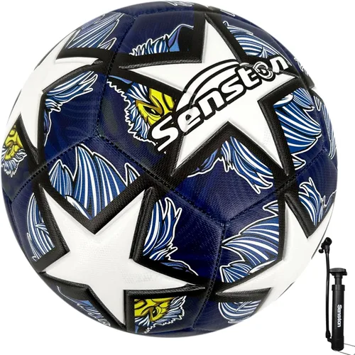 Miniatura 9 de Senston Balón de fútbol talla 3 y talla 4 y talla 5 para niños y adultos, balón de fútbol oficial para partidos y entrenamiento con bomba Negro