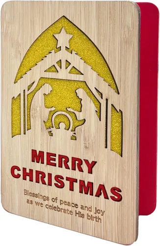 Miniatura 18 de 67 divertidas tarjetas de madera de Navidad, Ho Merry Chaos‑Mas, interior rojo en blanco para mensaje personalizado, regalo para familiares