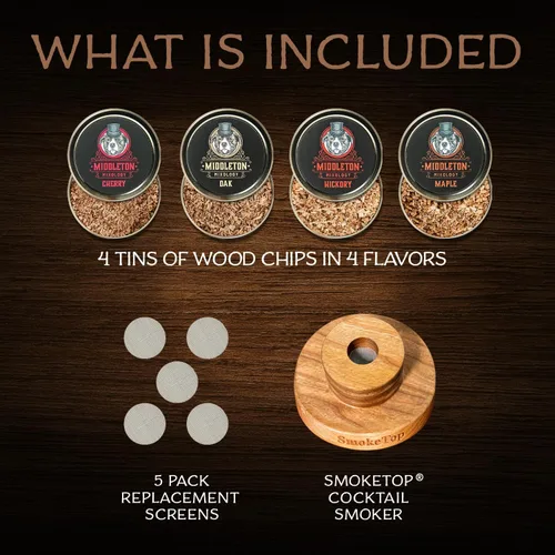 Miniatura 3 de SmokeTop Kit de ahumador de cóctel con virutas de madera de 4 sabores, kit de ahumador de cóctel y papas fritas para cócteles antiguos, whisky