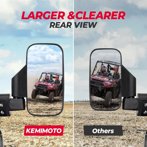 Miniatura 2 de KEMIMOTO Espejos UTV Espejo Lateral Compatible con Polaris Ranger 900 XP 1000 General RZR Defender Maverick Trail UFORCE Pioneer SXS para Jaula