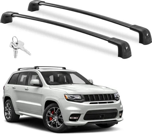 Richeer Barras transversales de techo con cerradura de 300 libras para Grand Cherokee Altitude/SRT/Trackhawk 2011-2022 con molduras negras de techo,