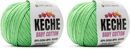 Miniatura 18 de Keche Hilo de algodón, 60% algodón, 40% hilo acrílico, hilo de algodón suave para crochet y tejer, hilo amigurumi, 1 madeja/bola, 1.76 onzas (50g)