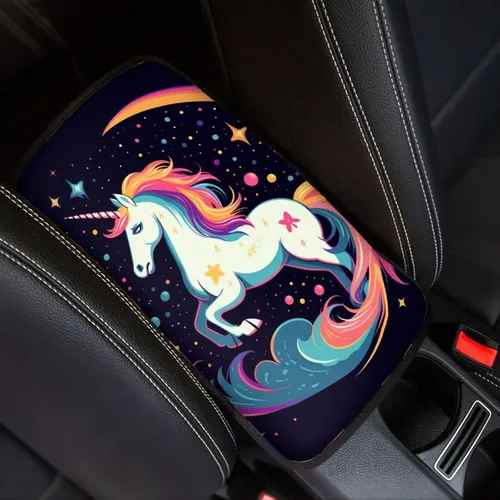 Miniatura 20 de Funda para reposabrazos de automóvil, ajuste universal para la mayoría de automóviles, SUV, camiones, sedán, patrón fresco, plegable, cómoda, Oso