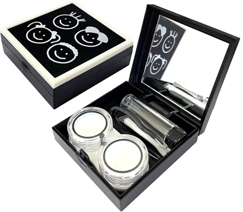 Estuche para lentes de contacto, tamaño de viaje, kit de herramientas para quitar lentes de contacto de colores lindos con botella de solución de