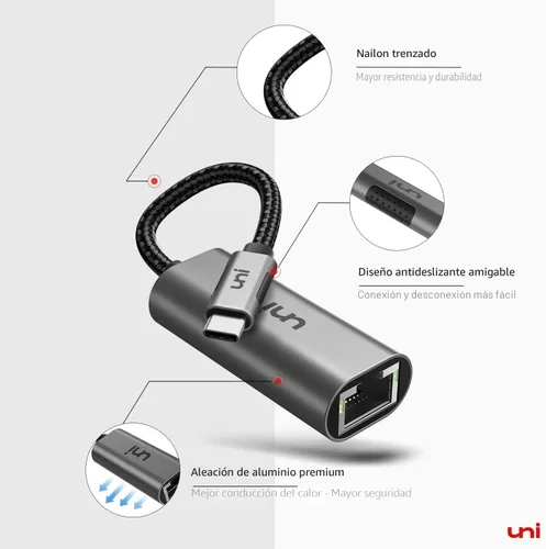 Miniatura 7 de uni - Adaptador USB C a Ethernet Gris