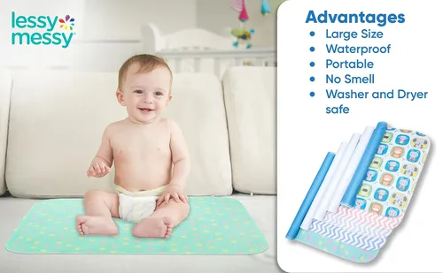 Miniatura 7 de Cambiador portátil para bebé, cambiador de pañales impermeable extra grande, lavable a máquina y apto para secadora, superficie lavable para una