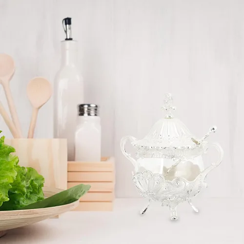 Miniatura 4 de Kichvoe Tarro de condimentos de estilo europeo con tapa, recipiente de condimentos de vidrio de gran capacidad para azúcar, sal, pimienta, cocina