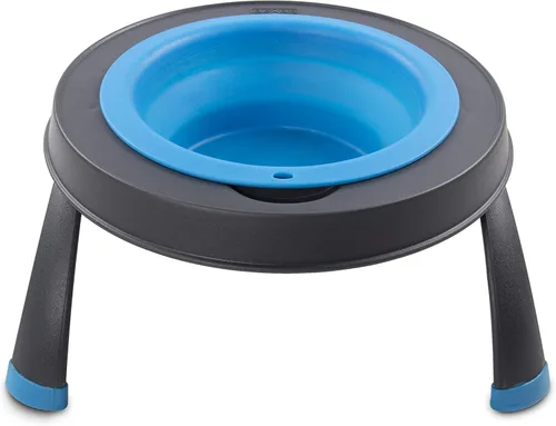 Miniatura 6 de Dexas Popware - Comedero elevado individual para mascotas, gris/azul, grande, capacidad de 4 tazas (PW140432312)