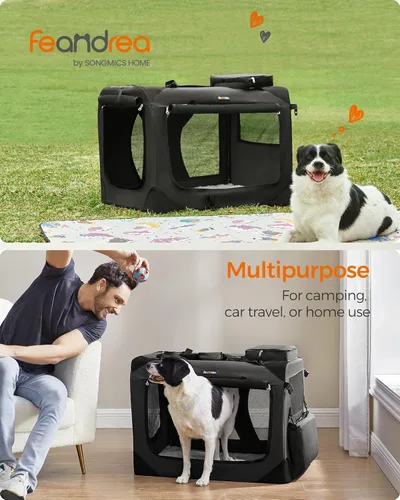 Miniatura 2 de Feandrea Jaula Plegable Suave para Perros de 32 Pulgadas, Jaula de Viaje Portátil para Perros para Uso Interior y Exterior, Transportín Kennel