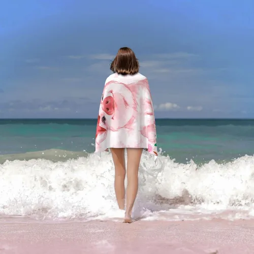 Miniatura 7 de feelacle Toalla de playa absorbente sin arena floral de cerdo rosa, toalla de mano grande para natación, baño, spa y piscina