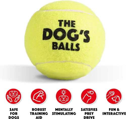 Miniatura 2 de The Big Dog's Balls - Pelotas de tenis para perros grandes, color amarillo, paquete de 3, pelotas de fieltro no abrasivas, núcleo de goma