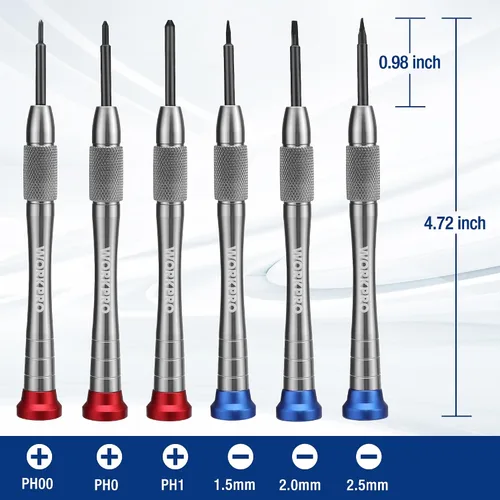 Miniatura 7 de WORKPRO Juego de destornilladores magnéticos de 6 piezas, acero de aleación S2, 3 Phillips y 3 puntas ranuradas, kit de herramientas de reparación