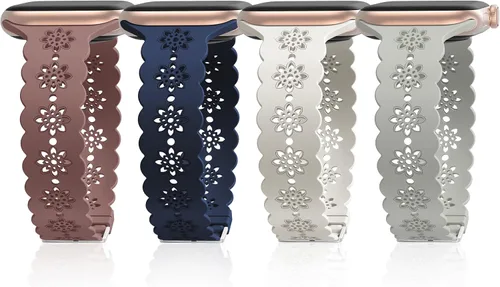Miniatura 16 de Floral Silicone Band Compatible with Apple Watch Bands 38mm 40mm 42mm 44mm 41mm 45mm 49mm Women Men, Design Wristbands Soft Breathable Watch Bands