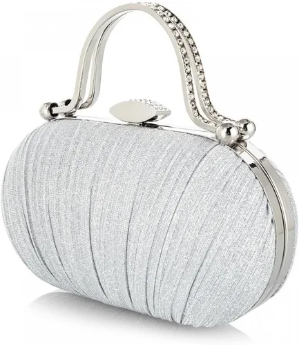 YYW Bolso de mano plisado con purpurina para mujer, bolso de noche con asa superior para fiesta, boda nupcial