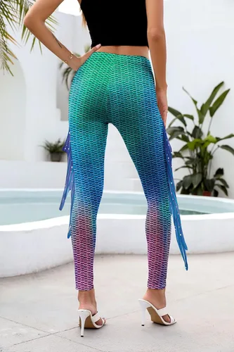 Miniatura 3 de Leggings de sirena con estampado de yoga para mujer, talla grande, pantalones de cintura alta, pantalones de disfraz de Halloween