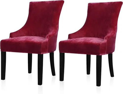 Miniatura 51 de Lellen Funda elástica de terciopelo para silla con respaldo de ala, funda protectora reutilizable para comedor, banquete, decoración del hogar, etc.
